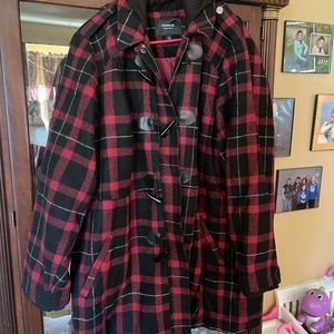 Plaid torrid hooded trench coat